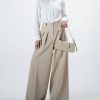 شلوار پارچه ای پیله دار کرم