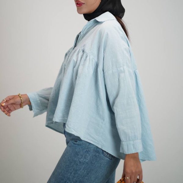 ago_minimal_shirt شومیز سنتی مینیمال آبی کمرنگ