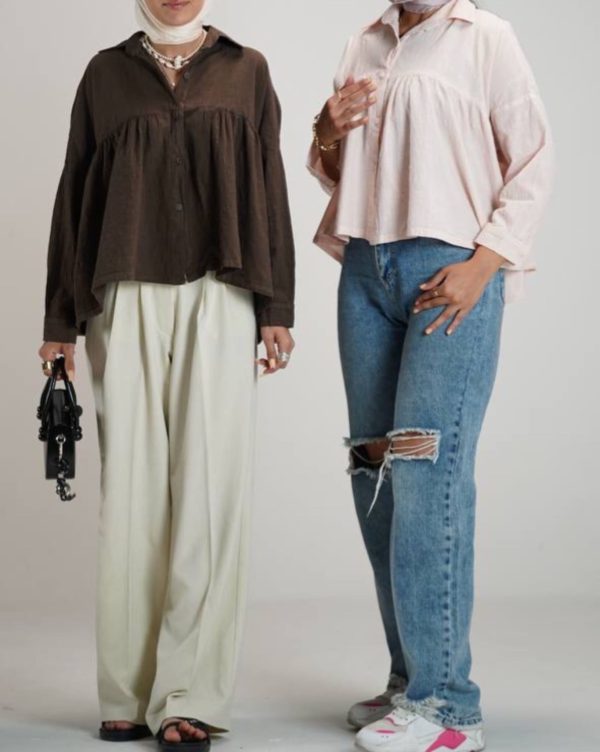 ago_minimal_brown_blouse شومیز سنتی مینیمال قهوه ای